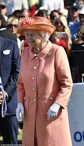 Queen Is Perfect In Peach Alongside Philip At Royal Windsor Cup Queen Outfit Queen Hat Outfits With Hats