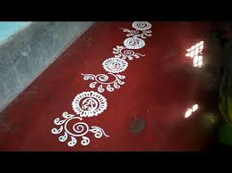 Easy Bengali Border Alpona For Beginners Laxmi Puja Alpona Alpona designs work with brush effect/easy and unique rangoli designs/creative alpona designs. beginners laxmi puja alpona