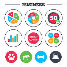 Business Pie Chart Growth Graph Pets Icons Dog Paw And Feces