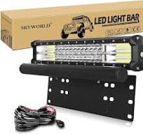 SKYWORLD Barre lumineuse LED de 45,7 cm 252 W à trois rangées de faisceau  combiné avec support de montage de plaque d'immatriculation, kit de  faisceau ...
