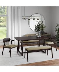 Mid century dining table dining room table dining bench furniture design modernism interior tables fresh vintage. Handy Living Millie 5 Piece Mid Century Modern Rectangular Espresso Wood Dining Table With Armless Benches And Arm Chairs Reviews Furniture Macy S