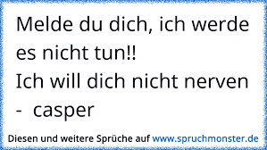 Melde Du Dich Ich Werde Es Nicht Tun Ich Will Dich Nicht Nerven Casper Spruchmonster De