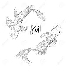 Now, my daughter started coloring both the fish templates. Hand Drawn Outline Vector Couple Of Koi Fish Isolated Royalty Free Cliparts Vectors And Stock Illustration Image 97227715