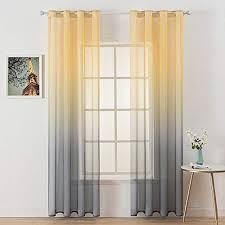 Miulee Lot De 2 Voilages Degrade A Oeillet Rideaux Moustiquaires Fenetre En Polyester Deux Couleurs Changees Voile D Rideaux Oeillets Rideaux Rideaux De Bureau