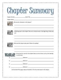 Chapter Summary Form Chapter Summary Reading Summary Chapter Books