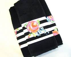 Black And White Striped Hand Towels Black Towel Hand Towels Bath Towels Custom Towel Black Etsy In 2020 Black Towels Floral Bathroom Hand Towels Bathroom