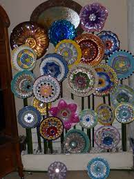 Glass Plate Flower Garden Art Ceramic Plate Flowers Plate Flowers Garden Glass Garden Art Glass Plate Flowers
