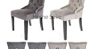 X 2 New Velvet Scoop Back Dining Chair Pair Taupe Or Deep Grey Stud And Knocker Dining Chairs Velvet Dining Room Chairs Dining Room Chair Cushions