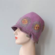 English Garden Cloche Vintage 1920s Hat Embroidered Wool 20s Hat Embroidered Wool 1920s Hat Hats Vintage