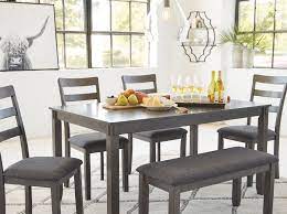 This bench is designed with a twist. Bridson Dining Table And Chairs With Bench Set Of 6 Ashley Furniture Homestore Dining Room Table Dining Table Dining Table Chairs