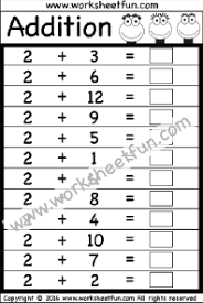 Addition Basic Addition Facts Free Printable Worksheets