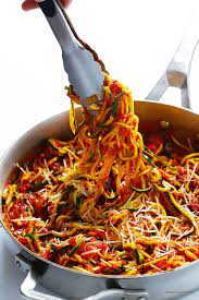 Zoodles Marinara Zucchini Noodles With Chunky Tomato Sauce Gimme Some Oven Recipe Zoodle Recipes Recipes Spiralizer Recipes