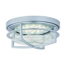 John timberland rustic outdoor ceiling light fixture bronze 14 flush mount clear seedy glass for exterior porch entryway patio deck lighting. Patriot Lighting Uptown Painted Satin Nickel Led Outdoor Flush Mount Ceiling Light At Menards