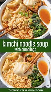 Kimchi And Dumpling Noodle Soup Recipe Asian Noodle Soup Recipe Asian Recipes Dumplings For Soup