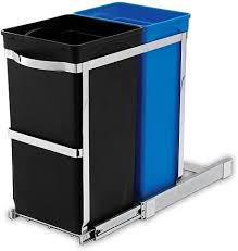 Karyhome small kitchen trash can with lid,hanging trash can for kitchen cabinet door or under sink,mountable compost bin,white. Amazon Com Simplehuman 35 Liter 9 3 Gallon Dual Compartment Under Counter Kitchen Cabinet Pull Out Recycling Bin And Trash Can Home Kitchen