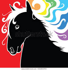 Planet earth, under the sea, inventions, seasons, circus, transports and culinary arts. Black Horse Head White Mane On Stock Vector Royalty Free 1036802992