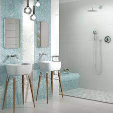 The aqua blue ocean french pattern 11.62 in. Bathroom Mosaic Tile Fresh Light Blue Mix Jasba Mosaik Wall Floor Porcelain Stoneware