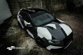 Black And Grey Camo Vinyl Wrap Audi A3 Stealth Grey Camo Wrap
