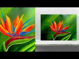 Acrylic Bird Of Paradise Flower Painting How To Paint Flowers Bird Of Paradise Relaxing Step By Step Painting Demonstration Youtube Flower Painting Painting Demonstration Step By Step Painting
