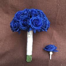 See more anemone photos from real weddings. Real Touch Bridal Bouquet Royal Blue Wedding Flowers Boutonnieres Cors Vanrina