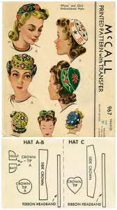 1940 Hat Pattern Vintage Sewing Patterns Hats Vintage Vintage Dress Patterns