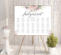 Floral Seating Chart Wedding Guest List Table Assignment Editable Seating Seating Chart Board Seating Board Find Your Seat Sign