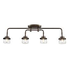 Allen Roth Bristow 4 Light 31 97 In Specialty Bronze Dimmable Track Bar Fixed Track Light Farmhouse Track Lighting Track Lighting Kitchen Track Lighting Kits