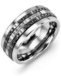 Men S Women S Tungsten White Black Gold 30 Diamonds Tcw 0 30 Wedding B Black Diamond Wedding Rings Mens Diamond Wedding Bands Black Diamond Wedding Bands