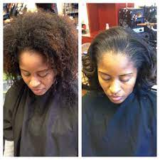 Before And After Press And Curl Natural Hair To Straight Hair Natural Hair Styles Straight Hairstyles Straightening Natural Hair