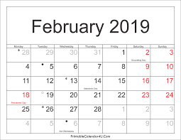 February 2019 Calendar With Holidays And Moon Phases Calendar March Calendar June Calendar Template