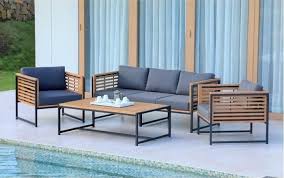 cayo salon de jardin 5 places en eucalyptus pas cher salon de jardin cdiscount iziva com jardins en bois mobilier design salon de jardin aluminium