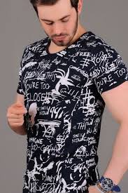 Erkek Tisort Yazili Baski Lacivert T Shirt Klasik Gotik Cool Bayangiyim Moda Armine Genc Elbise Alisveris Indirim Modell Moda Erkek Tisort Tisort