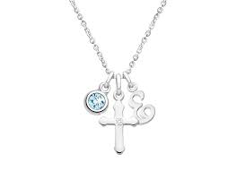 Wearable crafts for kids such as these necklaces are fun and simple to make. A Child S Faith Children S Personalized Necklace Set For Girls Includes Cross Initial And Birthstone Charms Sterling Silver