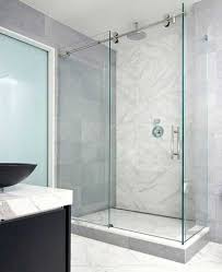 H fixed frameless shower door in brushed nickel without handle. Barn Door Shower Doors Shower Bath Glass Doors Fast Glass