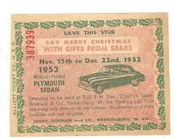 Parkersburg Wv Sears Roebuck Co Lottery Ticket For Plymouth Sedan Car 1952 53 Parkersburg Parkersburg Wv West Virginia
