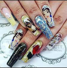 Beauty And The Beast Inspired Acrylic Nails Beauty And The Beast Nails Beauty Nails Super Cute Nails