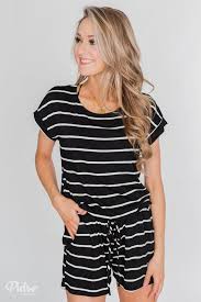 Black And White Striped Short Romper Black White Striped Romper Black And White Romper Stripe Romper Outfit Romper Outfit Black