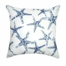 This indoor/outdoor throw pillow, in the classic nautical combo of navy and white, is durable enough for the porch and versatile enough the family room, the kids' room, the home office, and more. Oxford Navy Blue Starfish Outdoor Pillow Cover Land Of Pillows