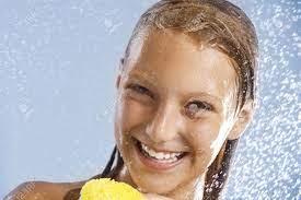 Happy Teen Girl Taking Shower. Washing Stock Photo, Picture and Royalty  Free Image. Image 10079989.