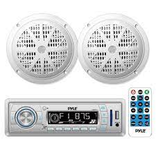 Marine Boat Receiver Speaker Kit In Dash Lcd Digital Stereo 5 25 100w Speakers Pyle Speaker Kits Usb Radio Cone Speaker