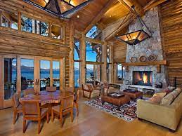 Celebrity And Famous Homes Near Lake Tahoe Waterfront Homes For Sale Log Cabin Living Great Rooms