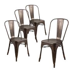 Amazon Com Buschman Set Of Four Bronze Tolix Style Metal Indoor Outdoor Stackable Chairs With Back Ch Metal Dining Chairs Metal Chairs Vintage Metal Chairs