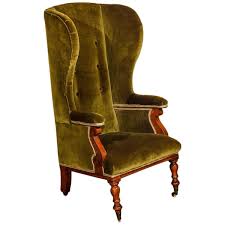 Antique Wing Back Chair Victorian Green Velvet Circa 1850 Green Velvet Chair Green Leather Chair Tan Leather Chair