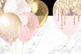 Blush And Gold Balloons Clipart Pink Glitter And Foil Etsy In 2021 Gold Balloons Balloon Clipart Balloon Design