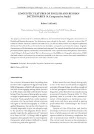 Pdf Linguistic Features Of English And Russian Dictionaries A Comparative Study
