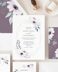 Floral Frame Anemone Wedding Invitation Suite Templates In 2020 Wedding Invitations Floral Wedding Invitations Lavender Wedding Theme