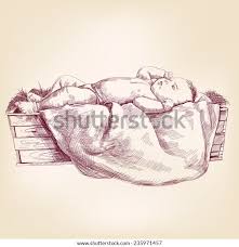 Baby Jesus Manger Hand Drawn Vector Stock Vector Royalty Free 235971457