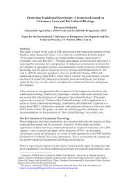 Chinese customary law in the early days of british administration, chinese customary law had survived and administered by chinese headman or capitan. Pdf Protecting Traditional Knowledge A Framework Based On Customary Laws And Bio Cultural Heritage