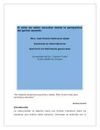 Cargar archivos pdf más similares. Doc El Valor De Saber Escuchar Alberto Solorzano Academia Edu