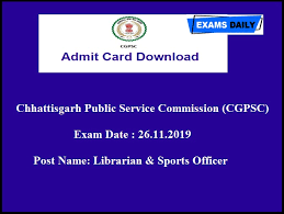 Sports card product info and release dates: Cgpsc Librarian Sports Officer Admit Card 2019 Released